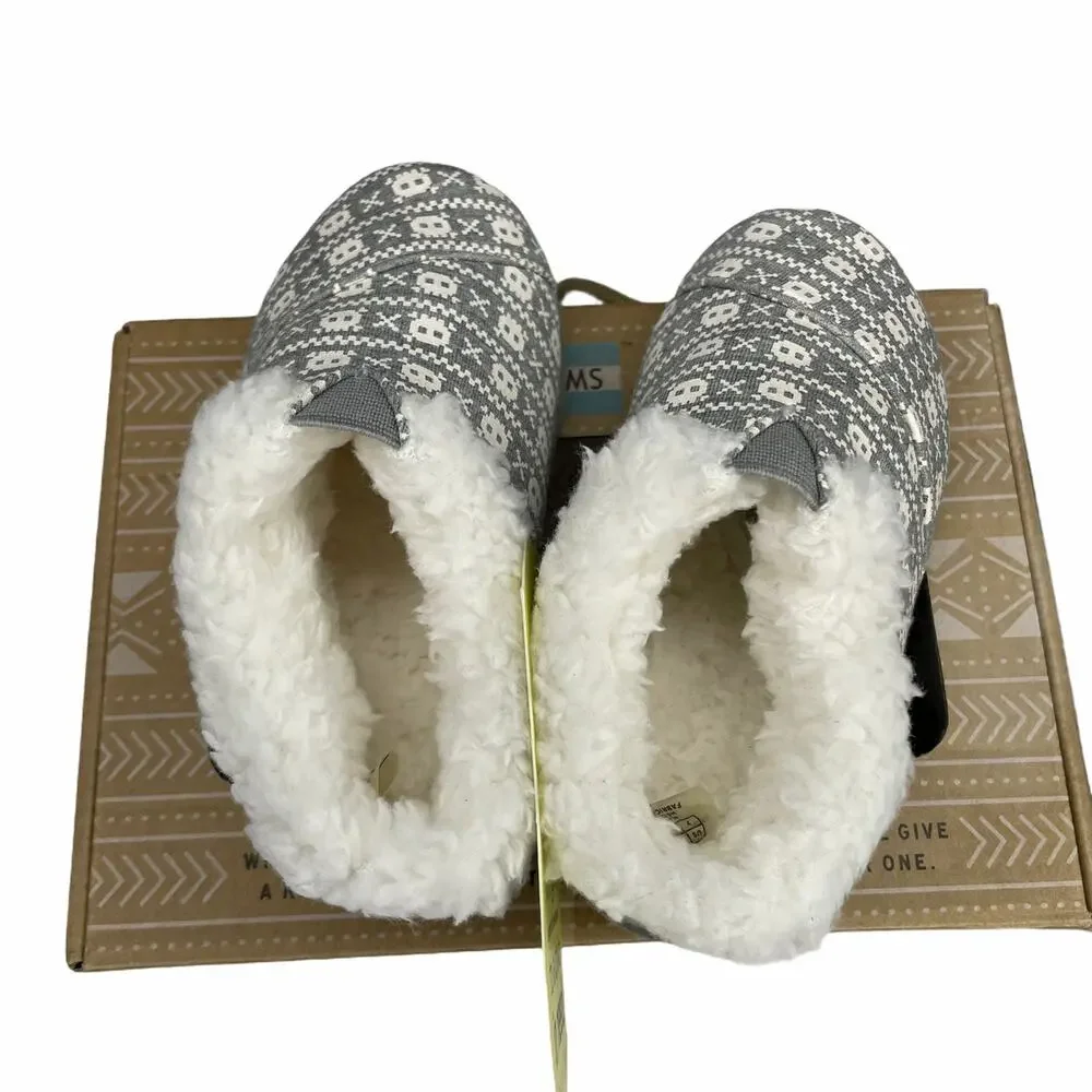 Toms  Toddle Slippers  Grey Jersy Skulls Tiny 7
